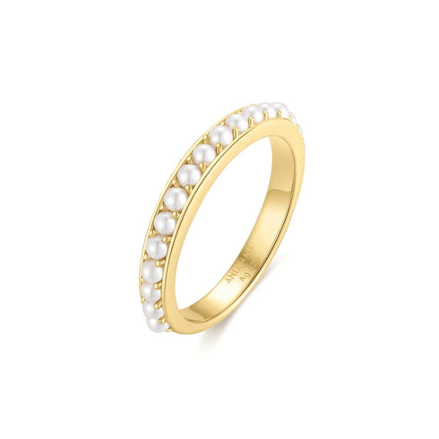 Gold Shell Pearl Beaded ring